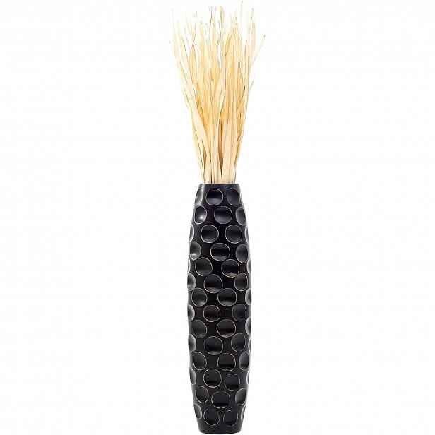 Podlahová váza dřevěná dekorativní Boho vysoká černá 70 cm