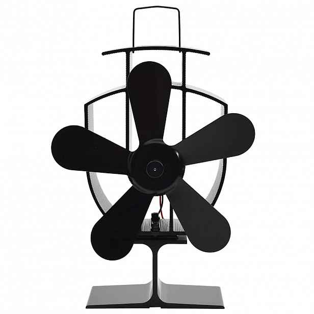 vidaXL Teplem poháněný ventilátor na kamna 5 lopatek černý
