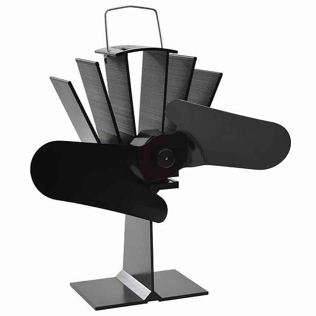 vidaXL Teplem poháněný ventilátor na kamna 2 lopatky černý