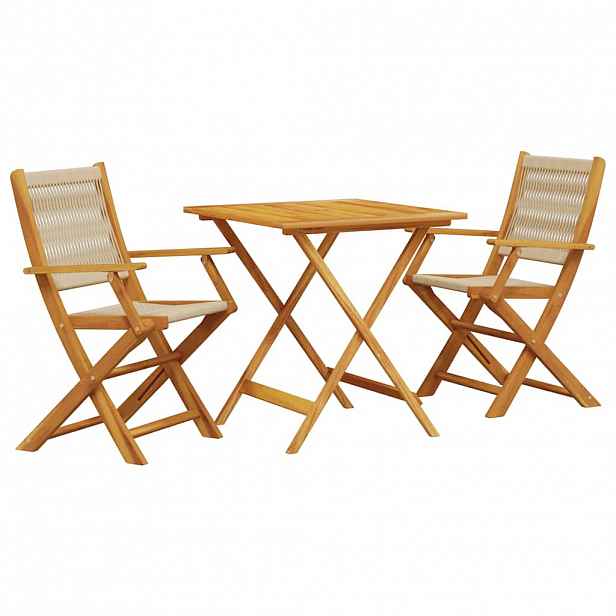 vidaXL 3dílný bistro set béžový polypropylen a masivní dřevo