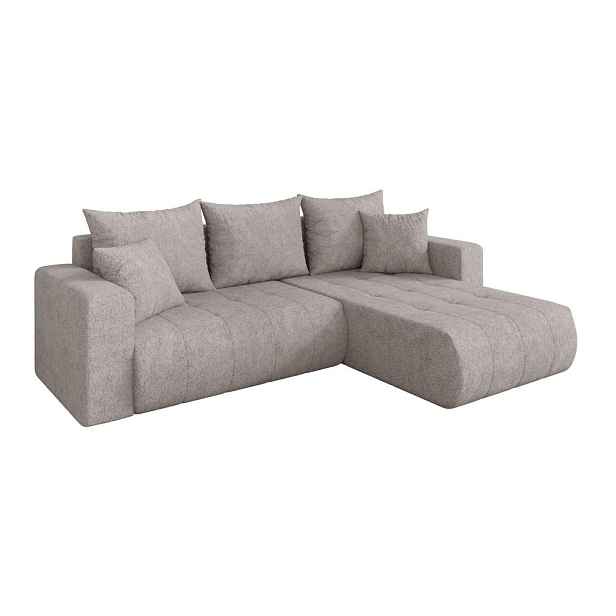 ALTDECOR ROHOVÁ SEDAČKA s funkcí spaní, otoman vpravo MILA-L 277x194x86 světle šedá velur