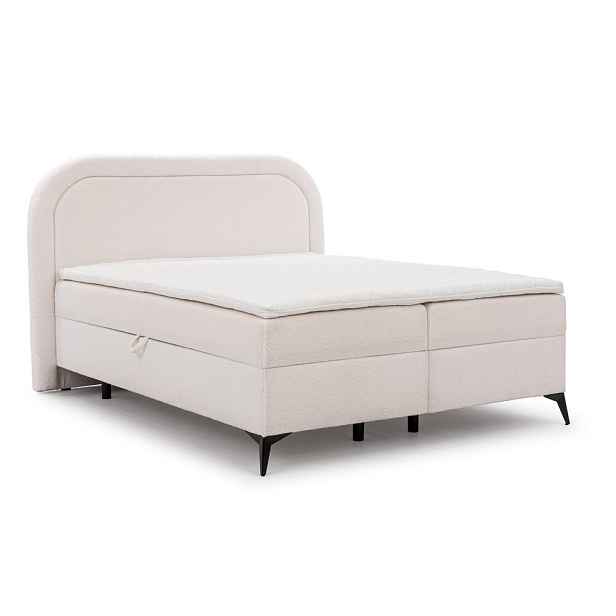 Bílá boxspring postel s úložným prostorem 180x200 cm Ornes – Ropez