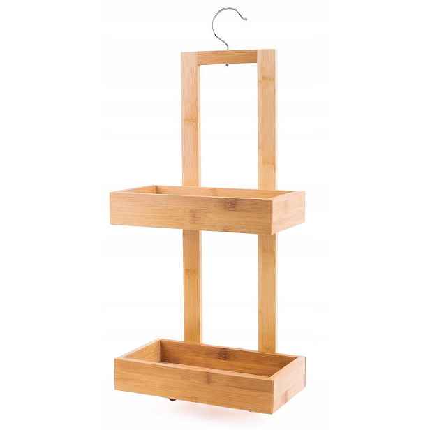 Koupelnová Polička Bambusová 61x26x14 CM 2 Úrovně Závěsná