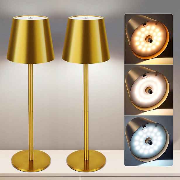 Varicart 2 Ks bezdrátových stolních lamp ve zlaté barvě, stmívatelné