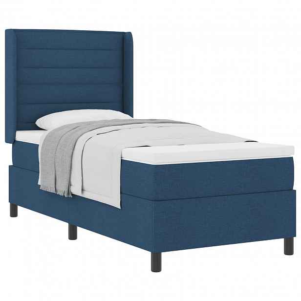 vidaXL Postel s boxspringem s polštářem Modrá 200 x 80 cm textil