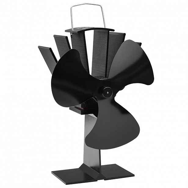 vidaXL Teplem poháněný ventilátor na kamna 3 lopatky černý