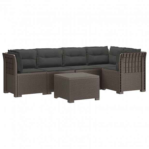 vidaXL 5-místné Zahradní Sofa s Polštáři ve Vzhledu Ratan PP