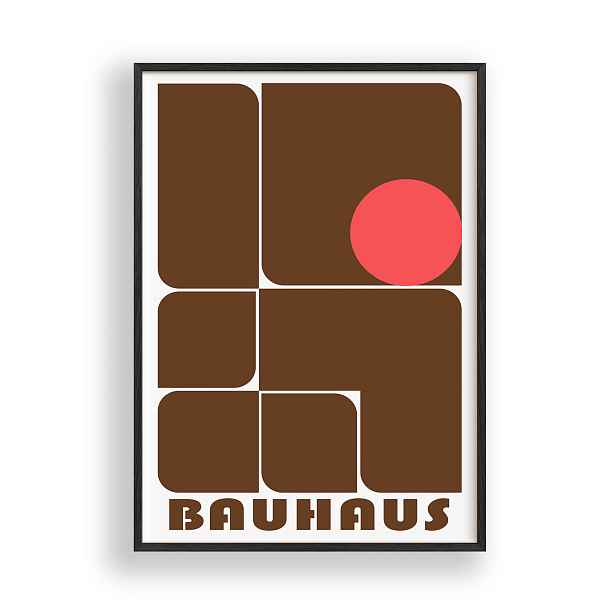 Obraz Bauhaus Geometrická abstrakce Plakát Rámeček Dřevěný Černý 30x42 cm