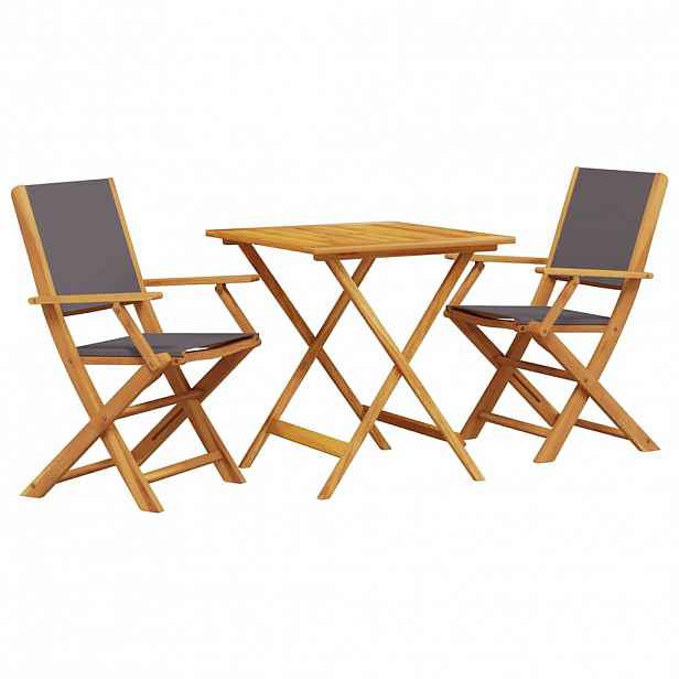 vidaXL 3dílný bistro set antracitový textil a masivní dřevo