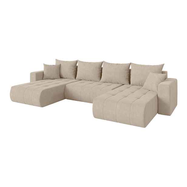 ALTDECOR SEDACÍ SOUPRAVA DO U s funkcí spaní a úložným prostorem MILA-U 378x194x86 béžová velur