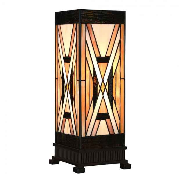 Béžovo-hnědá stolní tiffany lampa Laetitia I - 17*17*44 cm E27/ma* 1*40W Clayre & Eef