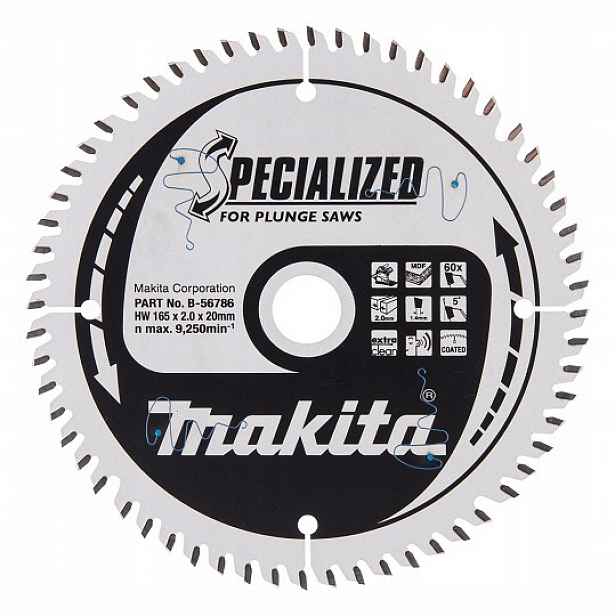 kotoučová pila na řezání dřeva, 165/20/2,0 mm, 60 zubů, Makita [B-56786]