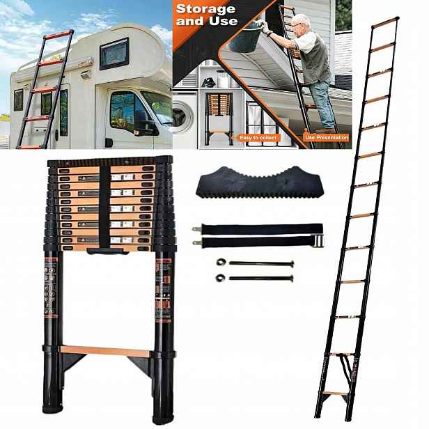 Teleskopický žebřík 5M, multifunkční, skládací, 13 stupňů, nosnost 150 kg