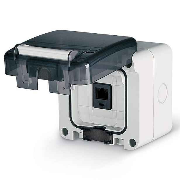 Zásuvka datová nástěnná Scame Protecta CAT6 1× RJ45 šedá, průhledná