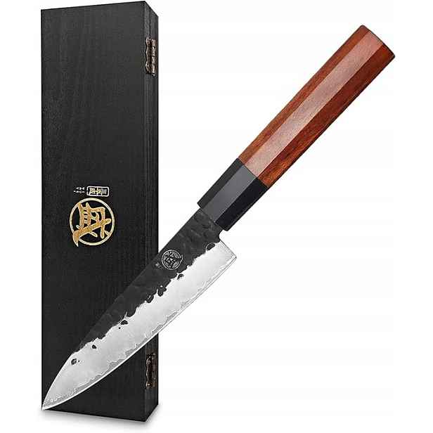Japonský Kuchyňský Nůž Mitsumoto Sakari Kovaný Nerezová Ocel 22 CM Premium