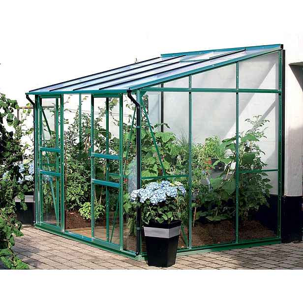 Skleník ke stěně VITAVIA IDA 5200 polykarbonát zelený Dekorhome