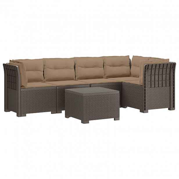 vidaXL 5-místné Zahradní Sofa s Polštáři ve Vzhledu Ratan PP