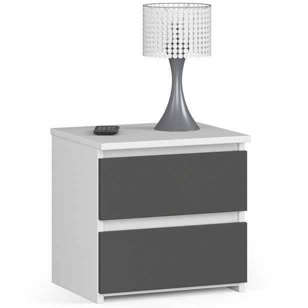 RAUMHIRSCH FURNITURE NOČNÍ STOLEK Bílá, grafitově šedá 40/40/35