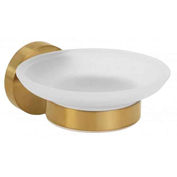 Sapho X-Round - Mýdlenka s držákem, matné sklo/zlatá XR803GB