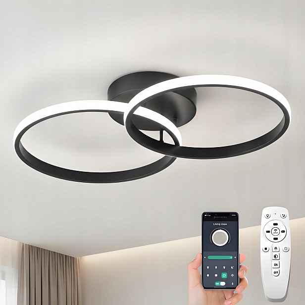 stropní svítidlo Led Lustr Černá Stmívatelná, Moderní, S Dálkovým Ovládáním 42 W