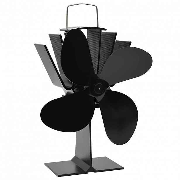 vidaXL Teplem poháněný ventilátor na kamna 4 lopatky černý