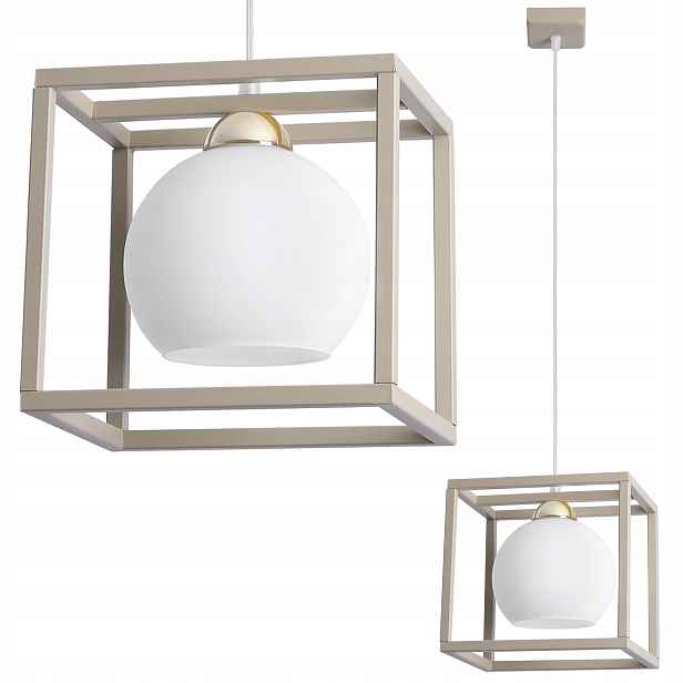 Závěsná Stropní Lampa Kašmírový Lustr Béžová Zlatá, Bílé Koule Nad Stolem