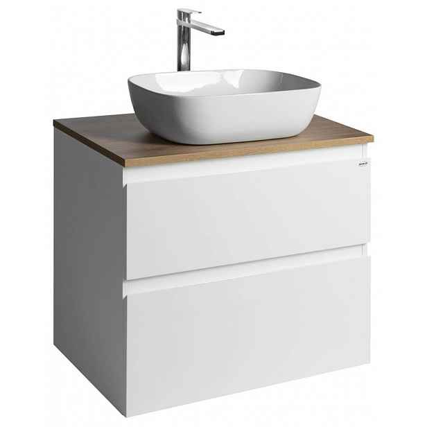 Aqualine Altair - Umyvadlová skříňka 60x67x45 cm, 2 zásuvky, bílá/dub emporio AI270-02
