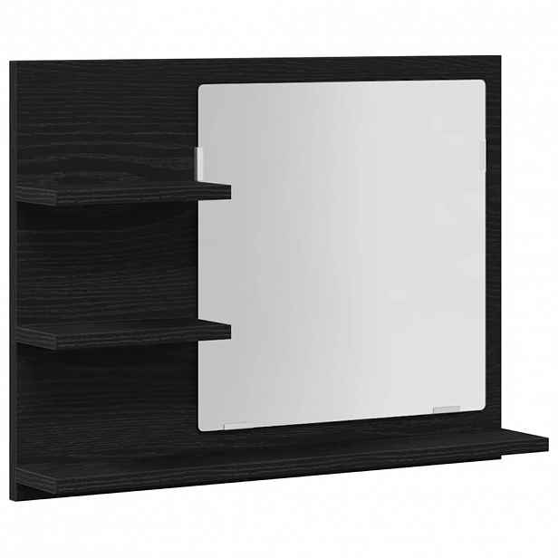 vidaXL Koupelnové zrcadlo Černý dub 60x10,5x45 cm Dřevěná konstrukce