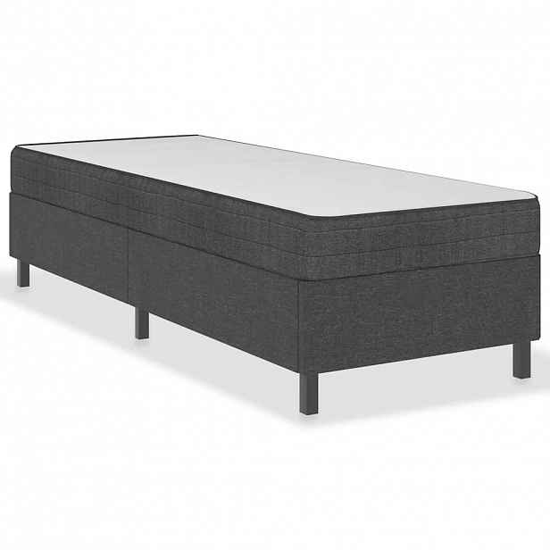 vidaXL Postel boxspring tmavě šedá textil 100 x 200 cm