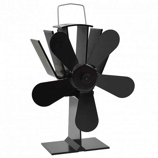 vidaXL Teplem poháněný ventilátor na kamna 5 lopatek černý