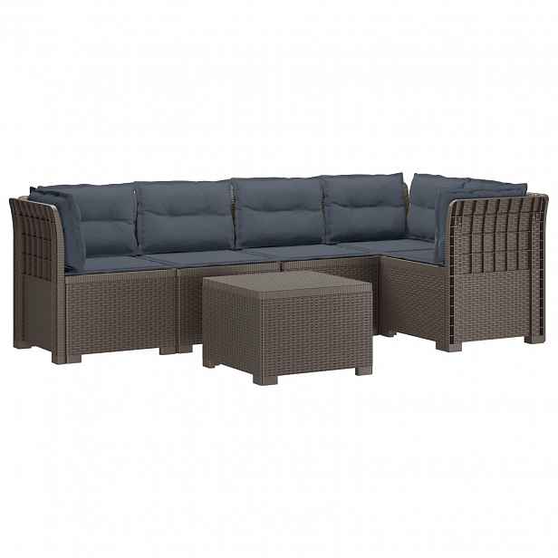 vidaXL 5-místné Zahradní Sofa s Polštáři ve Vzhledu Ratan PP