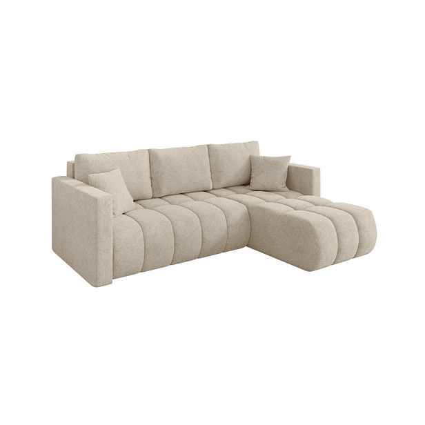 ALTDECOR ROHOVÁ SEDAČKA s funkcí spaní, otoman vpravo GARD-L 226x146x85 krémová velur