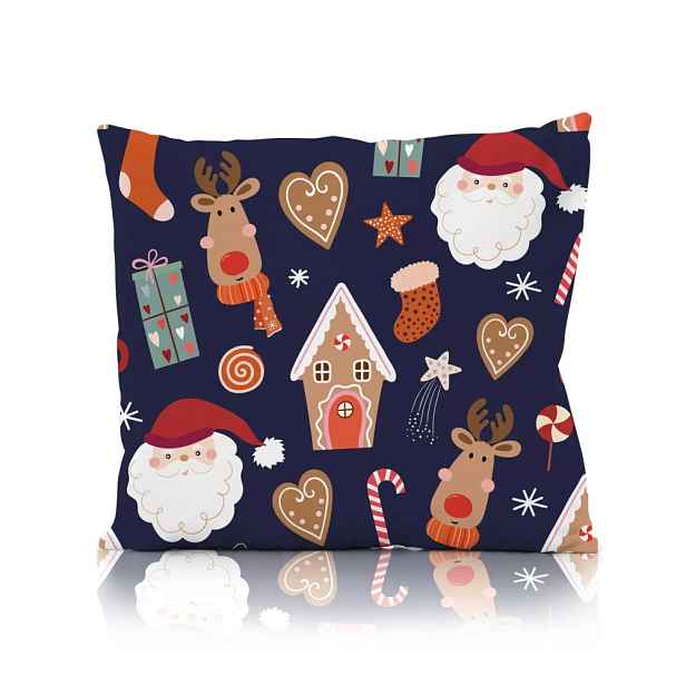 Faro Vánoční povlak na polštář Holly Jolly 004 45x45 cm tmavě modrý
