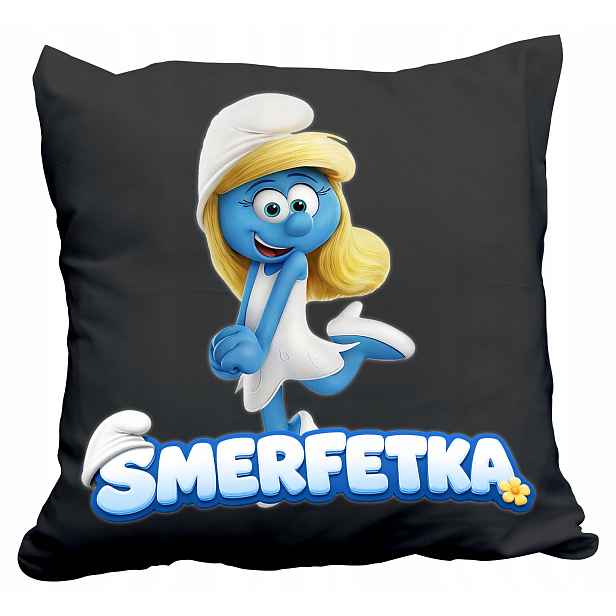 Polštář Černý The Smurfs Smerfy Smerfetka Dárek Dárek Jméno