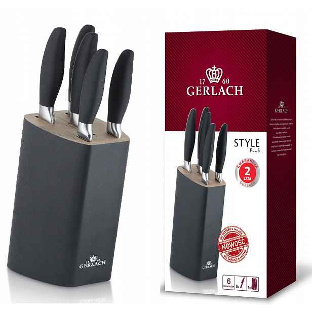 Sada 5 nožů v bloku Gerlach Style Plus X30Cr13, protiskluzové