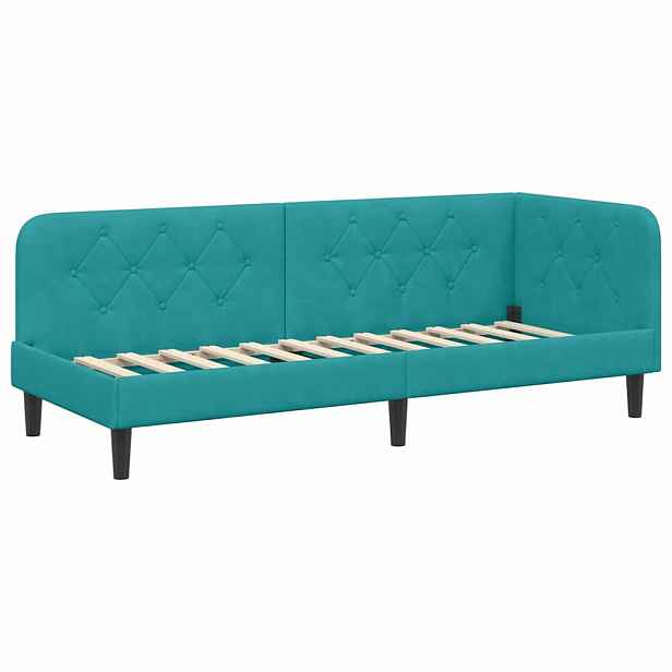 vidaXL Rohový rám postele Tyrkysová 80 x 200 cm samet