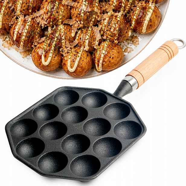 Litinová pánev na japonské kuličky Takoyaki 17,5 cm x 16,5 cm x 3 cm Emro