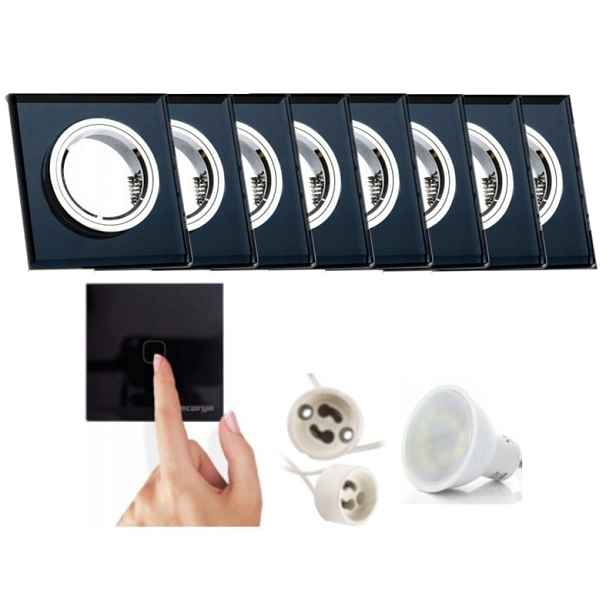 8X Černá Lampička, Zapuštěná Objímka, Vypínač Led Žárovky, 1.5 W, Studená Barva