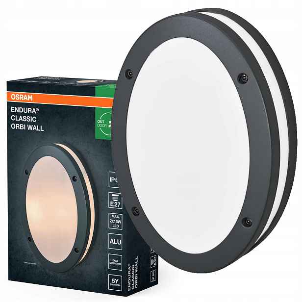Zahradní nástěnné svítidlo Venkovní fasádní lampa E27 Šedá IP65 Endura Osram