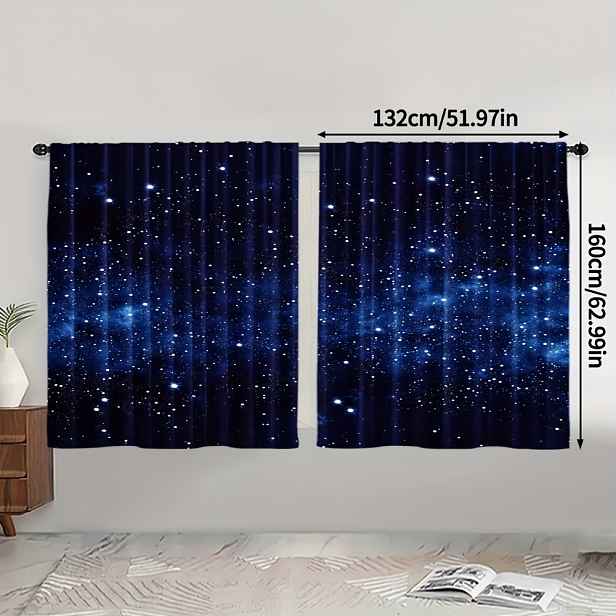 TEMU 2ks, Závěsy s abstraktním uměním pro čtyři roční období, Design fantazijního vesmírného hvězdného nebe, Polyester, pro dekoraci kuchyně,