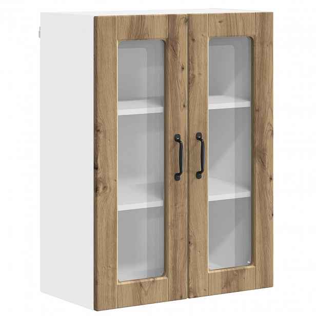 vidaXL Nástěnná skleněná skříň PORTO Artisanový dub 60 x 31 x 80 cm