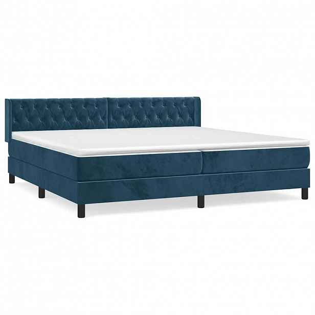 vidaXL Box spring postel s matrací tmavě modrá 200x200 cm samet