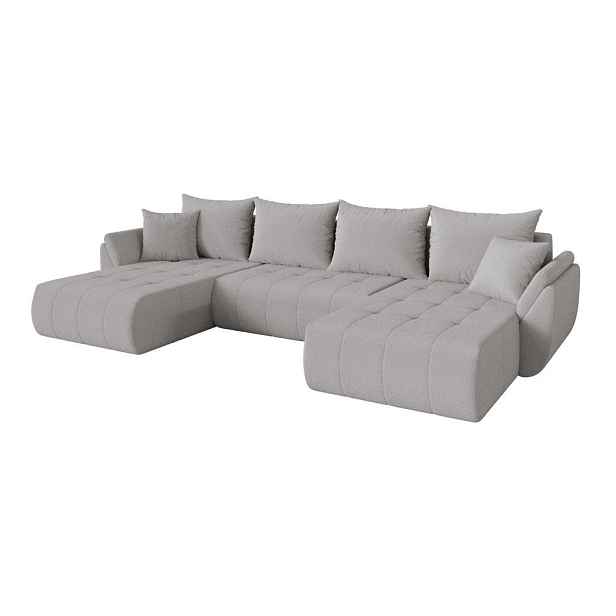 ALTDECOR SEDACÍ SOUPRAVA DO U s funkcí spaní a úložným prostorem TOKO-U 378x194x86 světle šedá bouclé