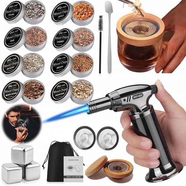 Sada Na Uzení Whisky Smoker Gadget Dárek Pro Přítele Muže 8V1