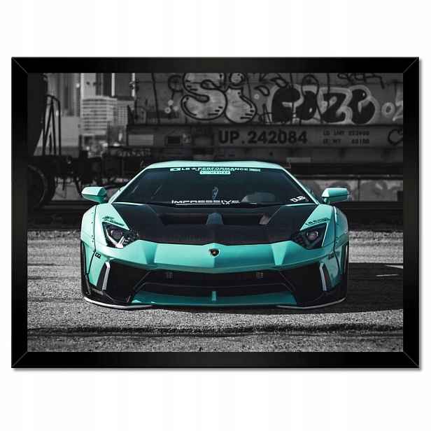 Plakáty v rámu 40x30 Tyrkysové Lamborghini