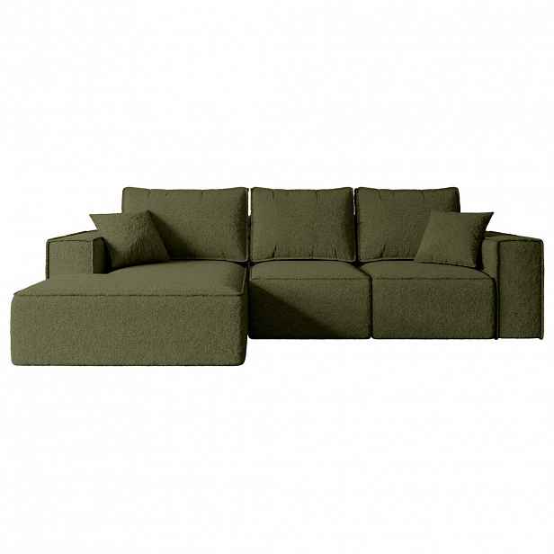 ALTDECOR ROHOVÁ SEDACÍ SOUPRAVA s funkcí lůžka a úložným prostorem SERRA-L-S – 266x161x87 cm, zelená buklé