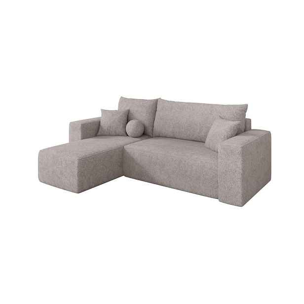 ALTDECOR ROHOVÁ SEDAČKA s funkcí spaní, otoman vlevo SENO-L 249x139x85 světle šedá velur