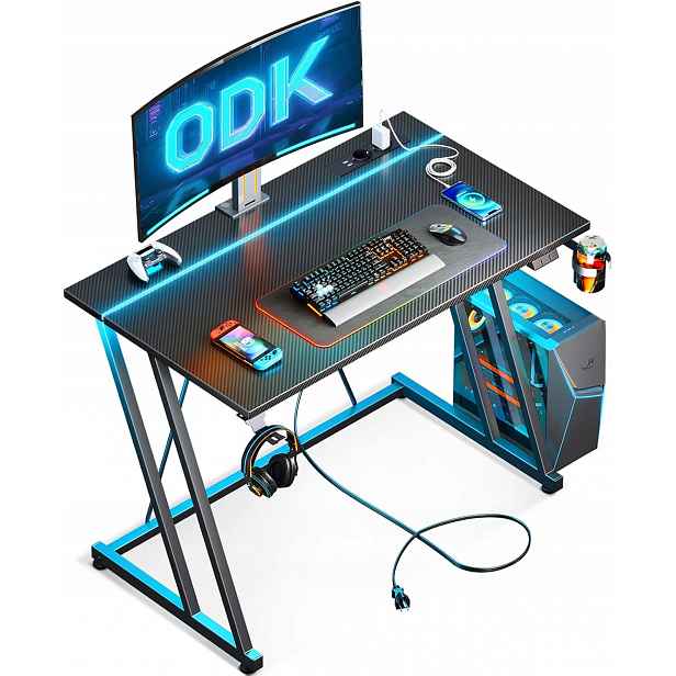 Gamerské Ledové Stoly 80X50 CM Zásuvka Černá