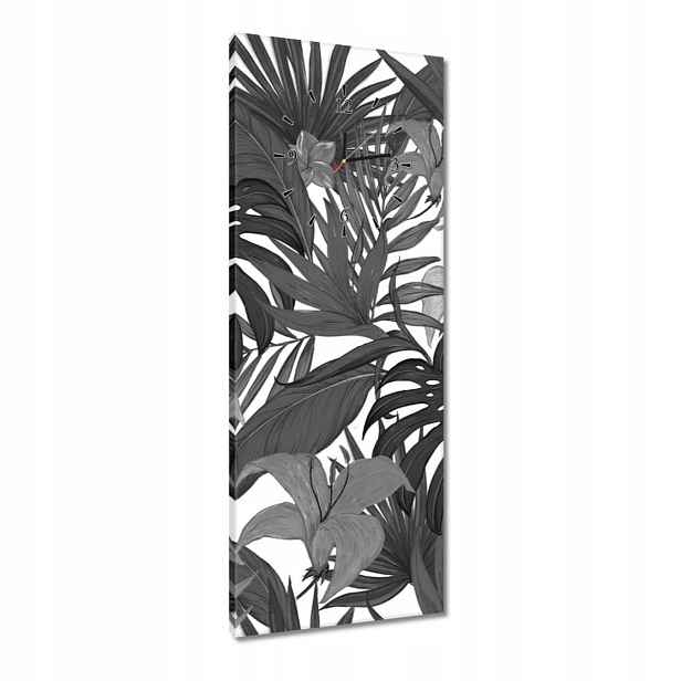 Hodiny 40x100 Černobílá monstera