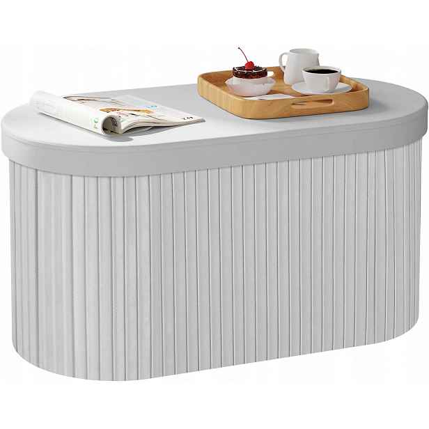 Lavička Woltu 76×38 cm krémová samet skříň se skládacím úložným prostorem